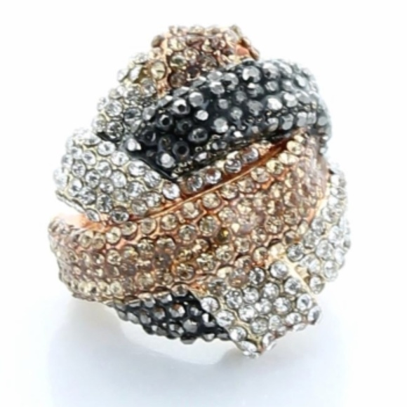 Elegant Woven Rhinestone Metal Stretch Ring - Picture 1 of 2